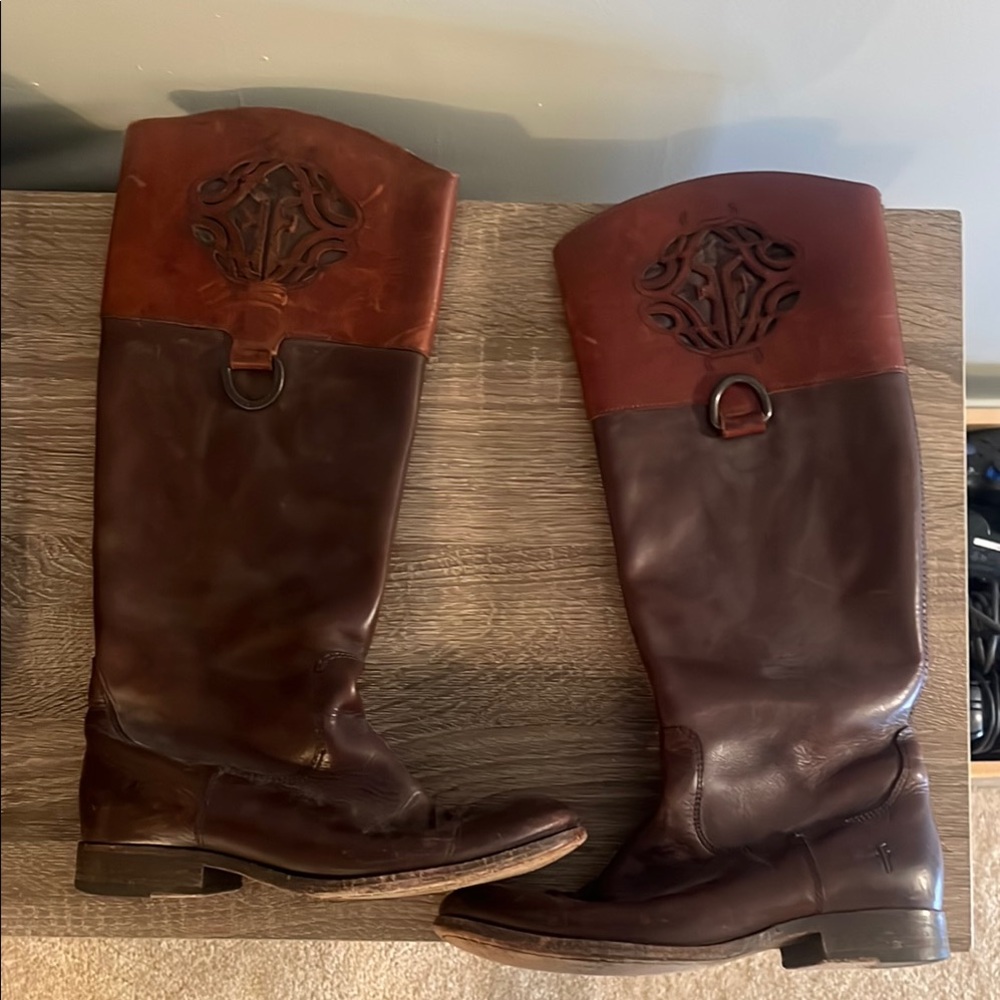 Brown and Tan Leather Riding Boots